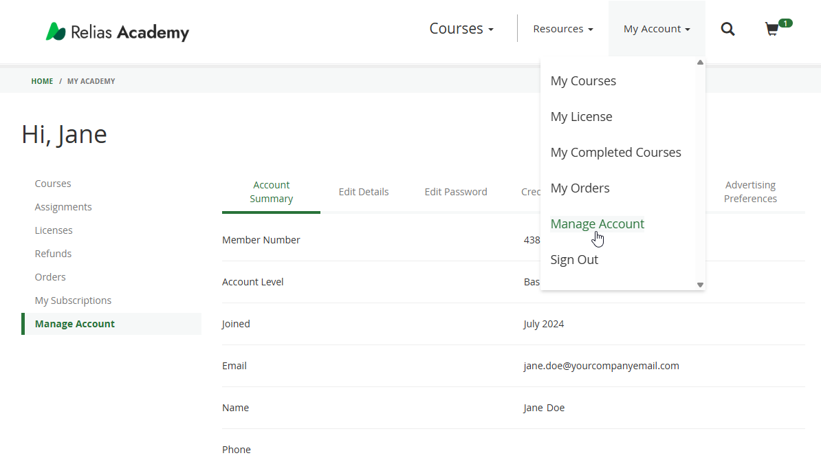 Password Reset and Change on Relias Academy